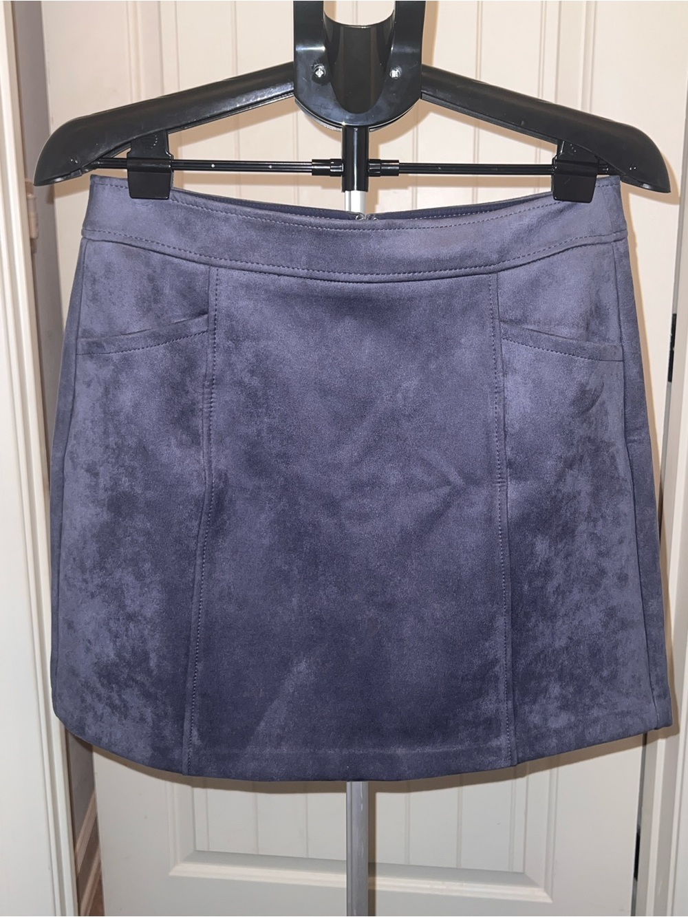 LOFT Faux Suede Mini Skirt in Dusty Blue